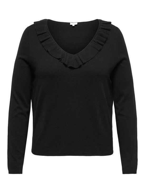 ONLY CARMAKOMA - CARLUIS LS V-NECK RUFFLE PULLOVER KNT - Dames - Gebreide truien