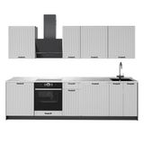 Vicco Complete keukeneenheid Fame-Line, Wit Landhuis/Antraciet, 280 cm, WB Marmer