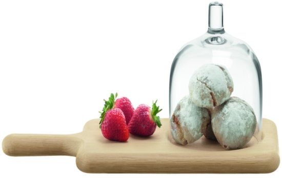 LSA Paddle Serveerdome - Met Houten Dienblad - Transparant
