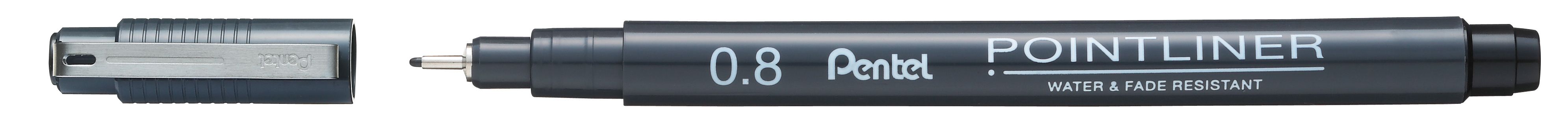 Pentel Pointliner Fineliner - Zwart - 0.8mm - 12 stuks