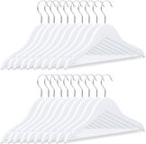 Relaxdays kledinghangers kinderen, set van 20, met 360° draaibare haak, hout, HxB: 18 x 30,5 cm, kleerhanger, wit