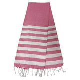Atout Ciel Strandhanddoek, fouta, gestreept, met franjes, 90 x 180 cm, roze