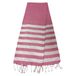 Atout Ciel Strandhanddoek, fouta, gestreept, met franjes, 90 x 180 cm, roze