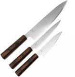 Yaxell Hana – 3-delige Messenset – Universeelmes, Vleesmes & Koksmes – MOVAX Damaststaal – Pakka Wood