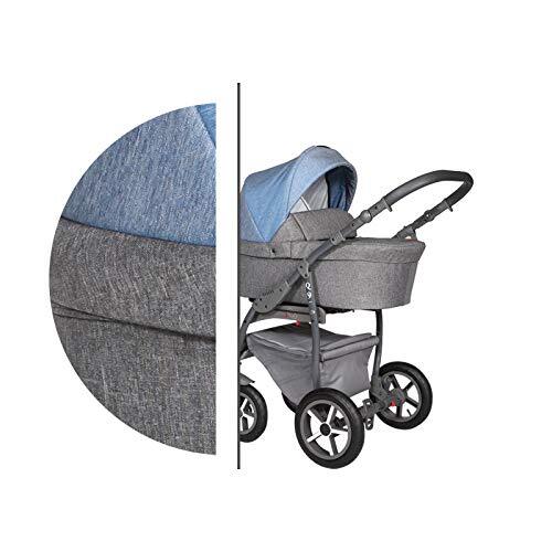 Lux4Kids Reissysteem 3in1 Isofix Buggy Pram Carrycot Pushchair Q9 door ChillyKids 3in1 with baby seat Ocean Grey Q9/182A