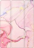 Casemania Hoes Geschikt voor Apple iPad 10.2 (2019, 2020 & 2021) Marmer Roze - Tri Fold Tablet Case - Smart Cover