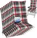 Beautissu Sunny RK Set van 8 Tuinkussens Hoge Rug 120x50 cm Rood Grijs geruit