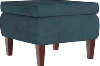 vidaXL Kruk met houten poten fluweel blauw