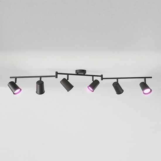HOFTRONIC Smart Riga Smart LED Plafondlamp 6 Spots Zwart