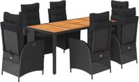 vidaXL 7-delige tuinset met kussens, zwart, van polyrotan