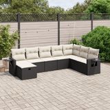 Maison Exclusive - Ensemble de meubles de jardin 8 pièces avec canapé et coussins, noir, en polyrotin