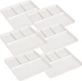Excellent Houseware Gourmetbord - 6x - 4 vakjes - vierkant - wit - porselein - D25 cm