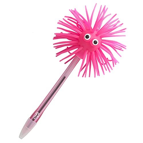 Tinc Tinc fuzpenpk Tricks silicone-topped "Fuzzy" karakter balpen met deksel - roze/blauw