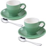 Cyan Expresso Tasse et soucoupe avec cuillères - Lot de 2