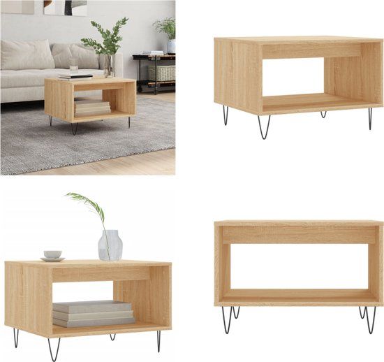 vidaXL Salontafel 60x50x40 cm Bewerkt Hout Sonoma Eikenkleurig