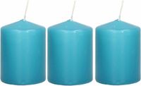 Trend Candles Bougie cylindrique/bougie tronc - 3x - turquoise - 6 x 8 cm - 21 heures de combustion