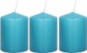 Trend Candles Bougie cylindrique/bougie tronc - 3x - turquoise - 6 x 8 cm - 21 heures de combustion