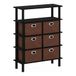 Furinno FRANS Entryway Tafel, 4-laags gereedschapsloze montageconsoletafel met lade opbergbakken, open plank banktafel, bijzettafel, voor woonkamer, thuiskantoor, entree, zwart eiken/zwart/bruin