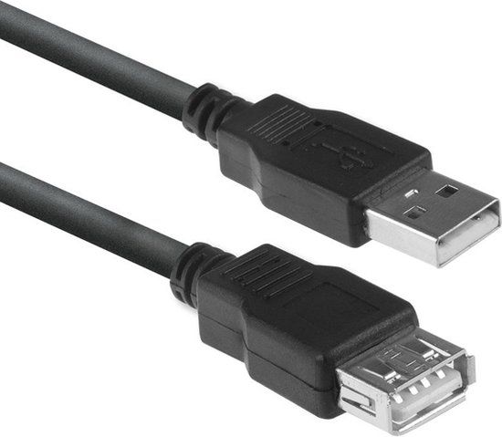 ACT USB verlengkabel - 2 meter - USB 2.0 - Zwart - AC3040