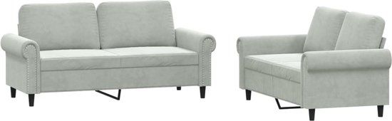 vidaXL 2-delige Loungeset met kussens fluweel lichtgrijs