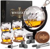 Whisiskey Whiskey Karaf - Wereldbol - Luxe Whisky Karaf Set - 0,9 L