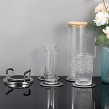 Set de dessous de verre en acier inoxydable sans marque - 6 pièces, rond, argent/noir