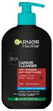 Garnier Hautklar Wasgel, BHA Carbon Cleanser met kooltjes, anti-mee-eters en anti-puistjes, wasgel en gezichtsreiniger, 250 ml