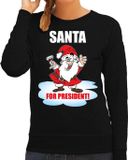 Bellatio Decorations Shoppartners Bv Santa for president Kerst sweater / foute Kersttrui zwart voor dames XL