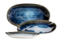MÄSER Serie Frozen Set van 3 serveerborden, keramische serveerborden in 3 maten, moderne vintage look, gekleurd gespikkeld glazuur, aardewerk, blauw, klein