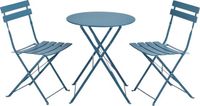 en.casa Bistroset Caprile metaal tuintafel met 2 tuinstoelen turquoise
