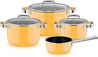 WMF Fusiontec Mineral Pro, 4-delige pannenset, duurzaam, krasbestendig materiaal, geschikt voor inductie, geschikt voor alle warmtebronnen, mango geel, 0519085290