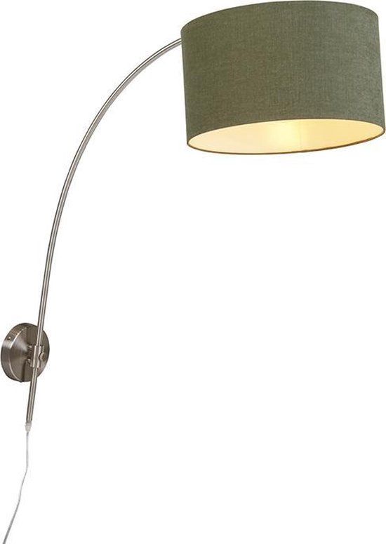 QAZQA Arc Wandbooglamp - Groen - 1-lichts - E27 - Ø35cm