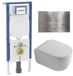 QeramiQ Dely Swirl Toiletset - 36.3x51.7cm - Geberit UP720 Duofix Sigma inbouwreservoir - rimless - diepspoel - 35mm zitting - bedieningsplaat steel - rechthoekige knoppen - mat wit