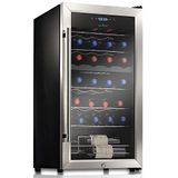 Wine Refrigerator Cellar, 28 Bottle Storage and 74.4 Liters Internal Capacity, Single Zone Chiller with Digital Touch Button Control, Placement for Standing Bottles and Air Tight Seal