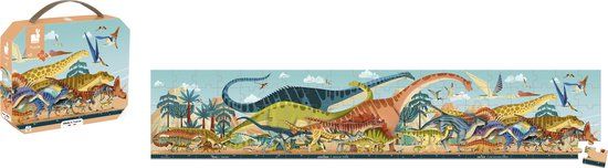 Janod Dino Panorama Puzzel - 100 Stukjes - 1 Meter Lang - Vanaf 6 Jaar