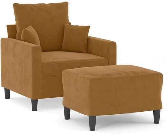 vidaXL Fauteuil met voetenbank fluweel bruin