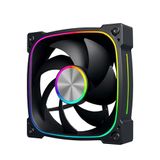 Noua Lips 120 mm PWM Behuizingsventilator, ARGB-verlichting, aluminium axiaal design, snelheid 1800 tpm, stille ventilator voor pc en computer, volledige compatibiliteit, zwart