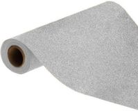 Chaks Tafelloper op rol - zilveren glitter - 30 x 500 cm - polyester