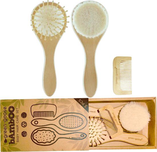 Baby Verzorgingsset met borstel & kam - Houten haarborstel - Kraamcadeau
