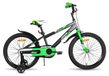 Vélo d'enfant 20 pouces vert avec roues stabilisatrices et béquille