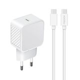 Mooov 730320 USB-C snellader, 20 W, Power Delivery (PD), USB-C-kabel 1,2 m, compacte, ultraveilige wandadapter, ultrasnel opladen en intelligente bescherming, 100% gerecycled kunststof