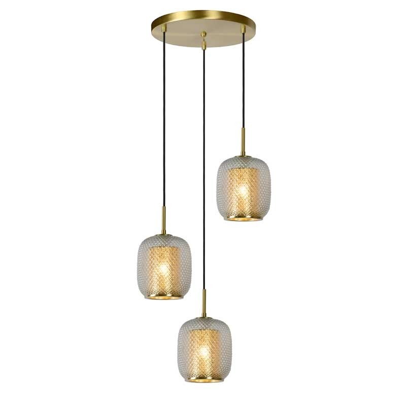 Lucide AGATHA - Hanglamp - Ã˜ 35 cm - 3xE27 - Mat Goud / Messing