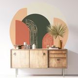 Sticker mural rond - Moderne - Diamètre 110 cm - Adhésif + Protection mate
