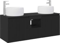 vidaXL Badkamerkastenset 3 st Zwart 49,5 x 44,5 x 66 cm Bewerkt hout