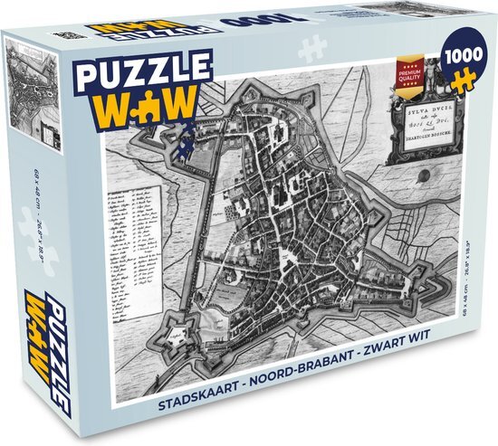 MuchoWow Puzzel Stadskaart - Noord-Brabant - Zwart Wit - Legpuzzel - Puzzel 1000 stukjes volwassenen - Plattegrond