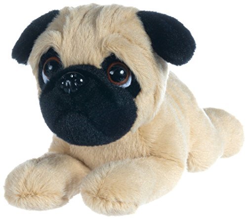 L&B Superschattig, liggend mopshoofd knuffeldier, pluche 30 cm