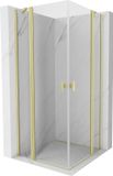 Mexen Mist Duo porte battante cabine de douche 100 x 100 cm, transparent, or brossé