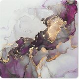 MousepadParadise Mousepad - Marble - Abstract - Gold - Purple - 20x20 cm