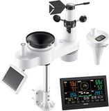 VEVOR 7-in-1 WiFi-weerstation met app, 7,5-inch display, op zonne-energie werkende buitensensor, met zwembadthermometer, regenmeter, weercentrum voor weersvoorspelling, windsnelheid en zwembadtemperatuur