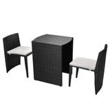 vidaXL Bistroset met kussens, zwart polyrotan